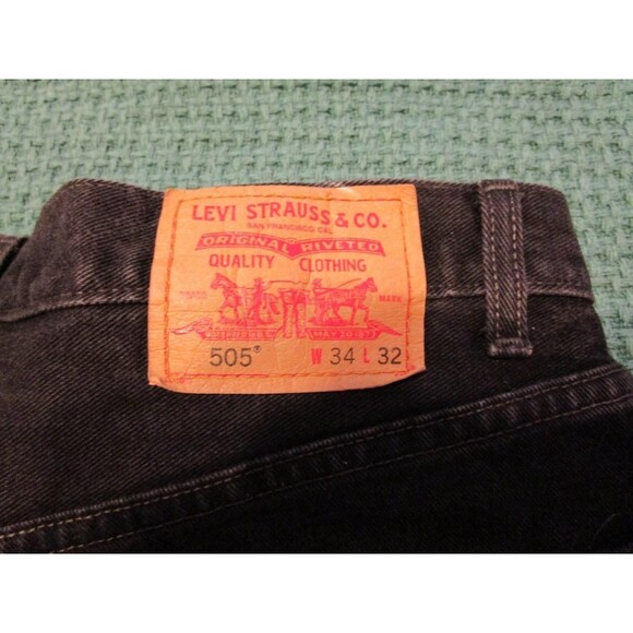 LEVI 505 Black Denim Jeans-Regular Fit  34 x 32 - Picture 1 of 6